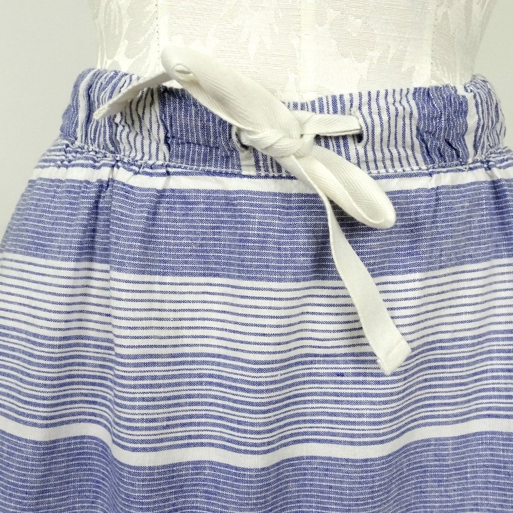 Gap Striped Linen Mini Skirt M 8 10 Pockets Blue - Picture 3 of 5